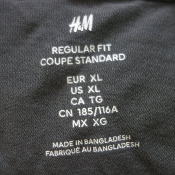 H&M Regular Fit Two Button Long Sleeve 100% Cotton Grey Size XL T-Shirt - Picture 9 of 10
